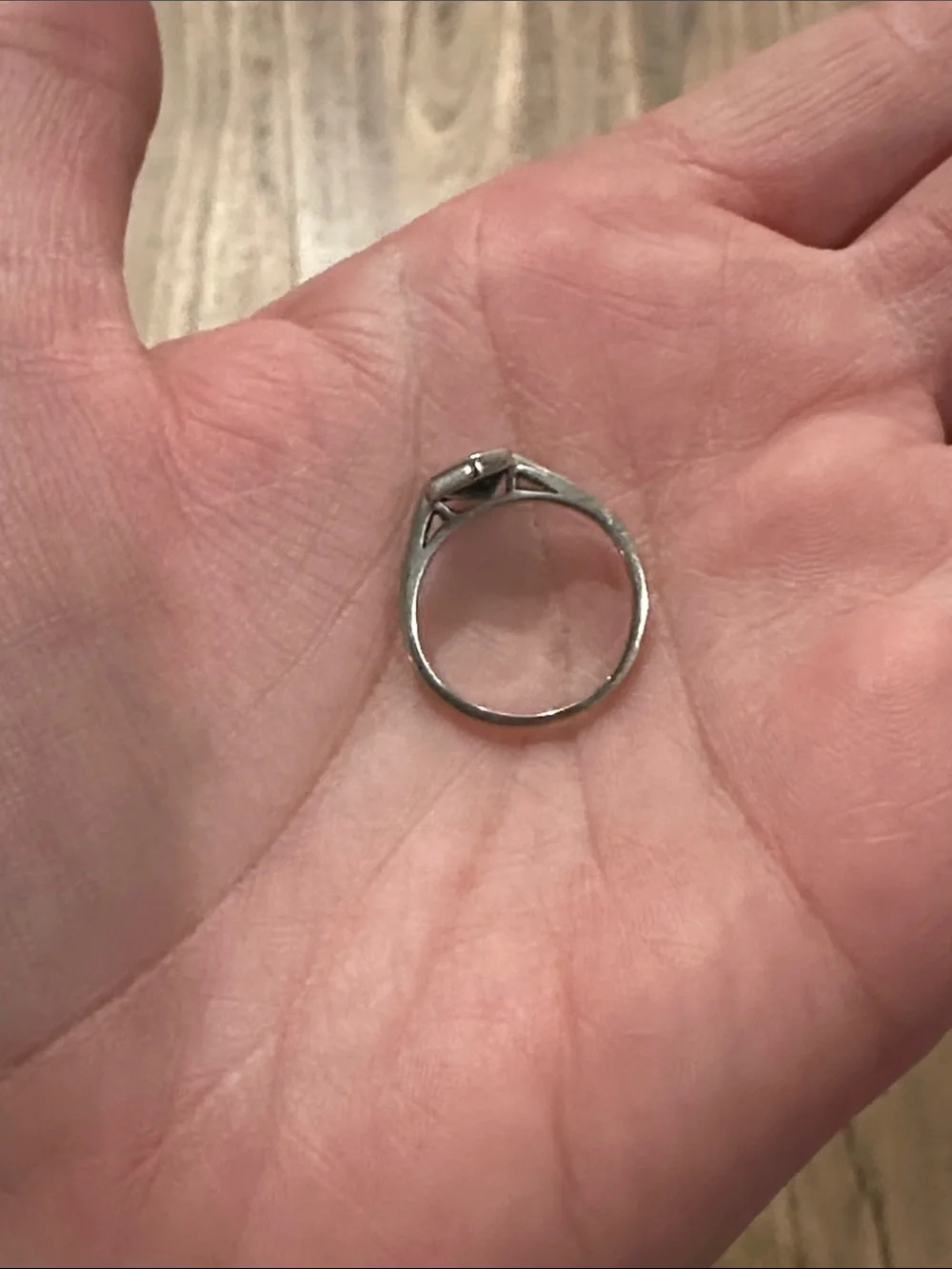 Custom 14k white gold and rare gray-blue indicolite tourmaline ring